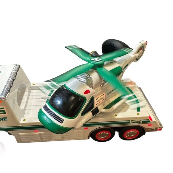 Hess Toy Truck Hauler and Helicopter 2006 Vehicle Lights Sounds White Green - Picture 12 of 13